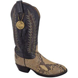Vintage Exotic Tony Lama Python Snakeskin Men's 9 Brown Cowboy Western Boots USA